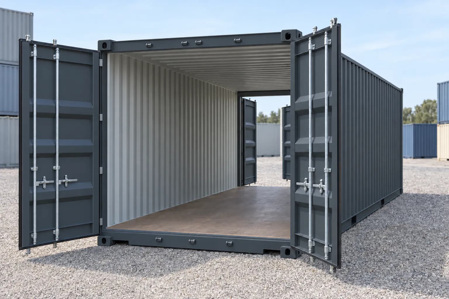 Контейнер 20-футов Double Door — след един превоз антрацитно сиво RAL 7016
