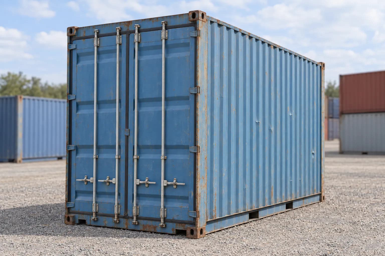 Εμπορευματοκιβώτιο 20 ποδών High Cube, μεταχειρισμένο WWT, όψη τριών τετάρτων