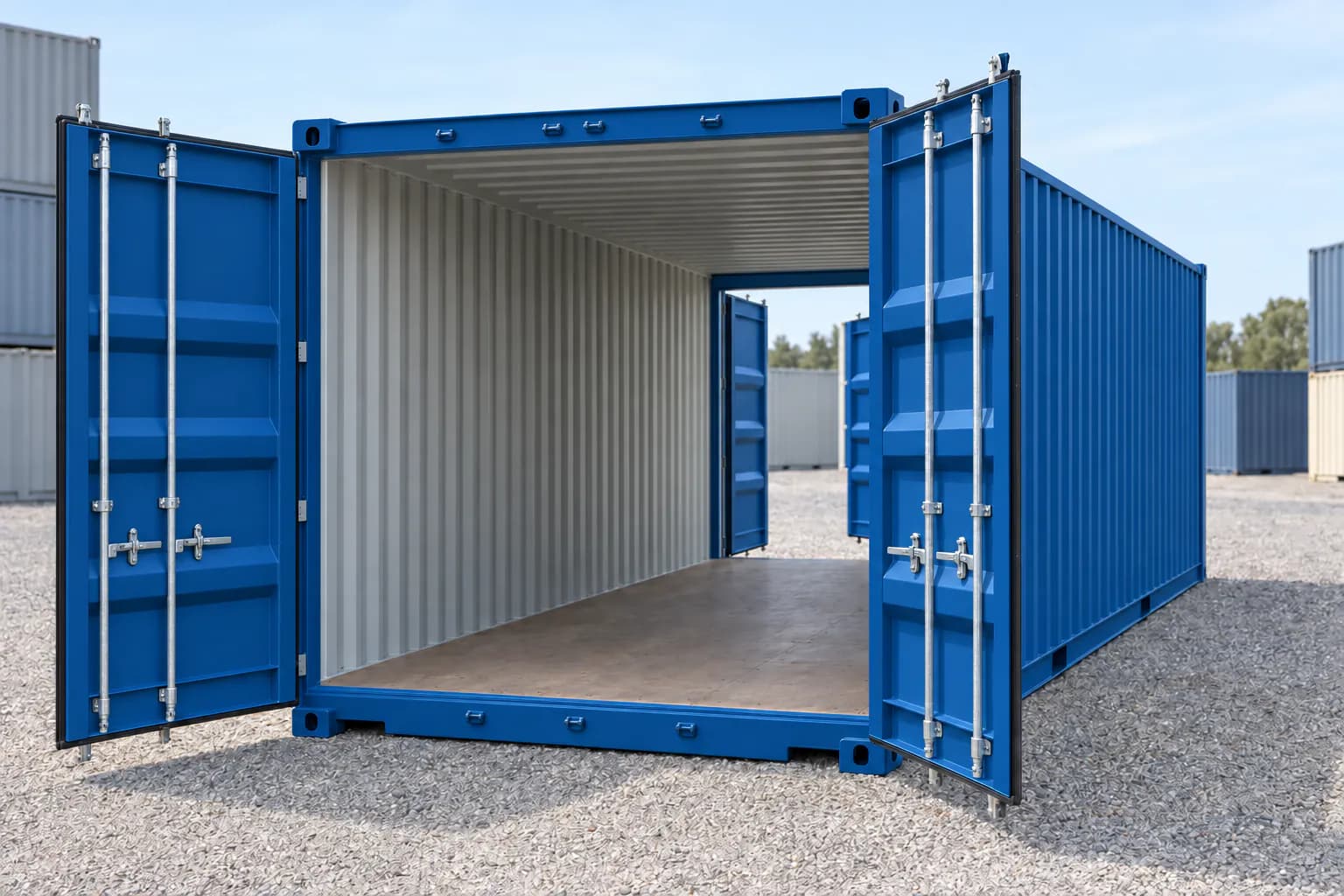 Κοντέινερ 20 ποδών Double Door, one trip μπλε RAL 5010