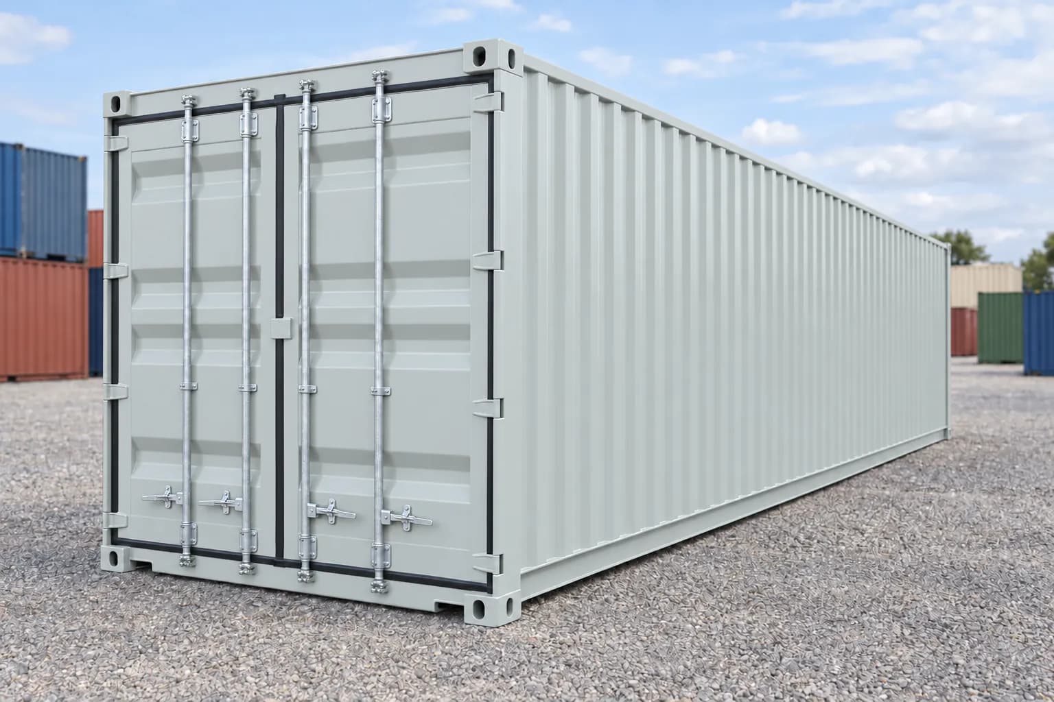 Κοντέινερ 40 ποδών Standard, one trip ανοιχτό γκρι RAL 7035