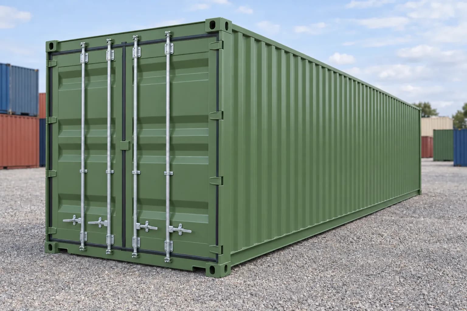 Container 40 ft Dry one-trip verde reseda RAL 6011